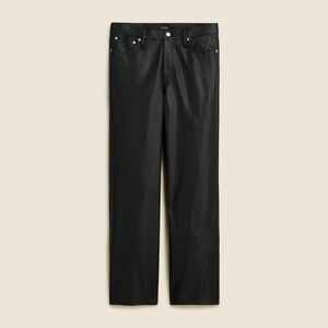 J. Crew Slim Wide Leg Pants Black Straight-Leg Faux Leather Trousers Size 2